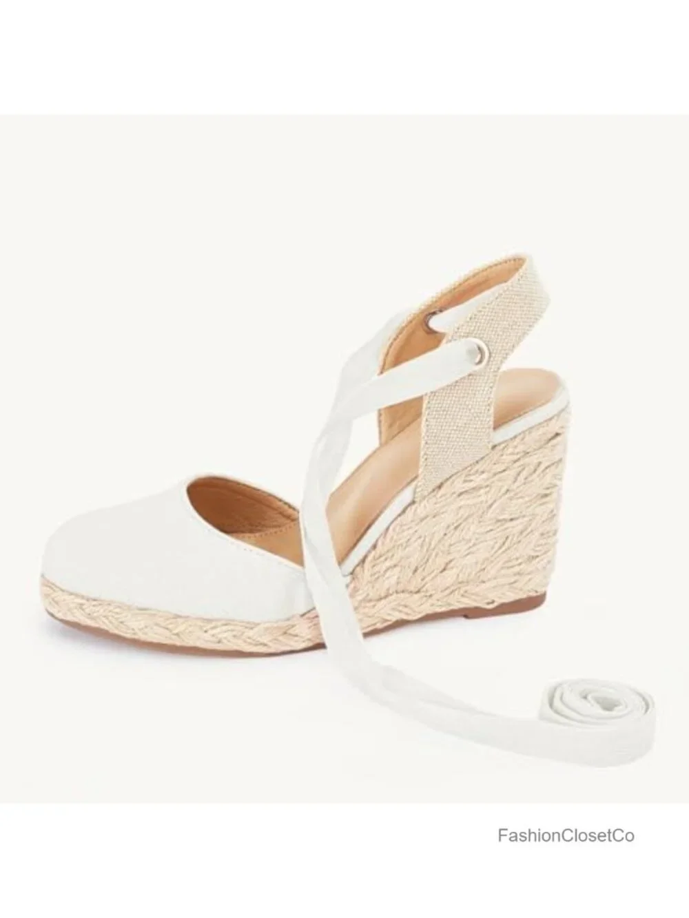 Lace Up Espadrille Wedge Sandals Platform Heels with Ankle Strap